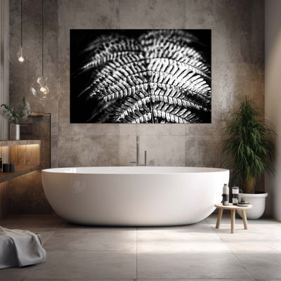Relaxing Spa Art Black and White Fern