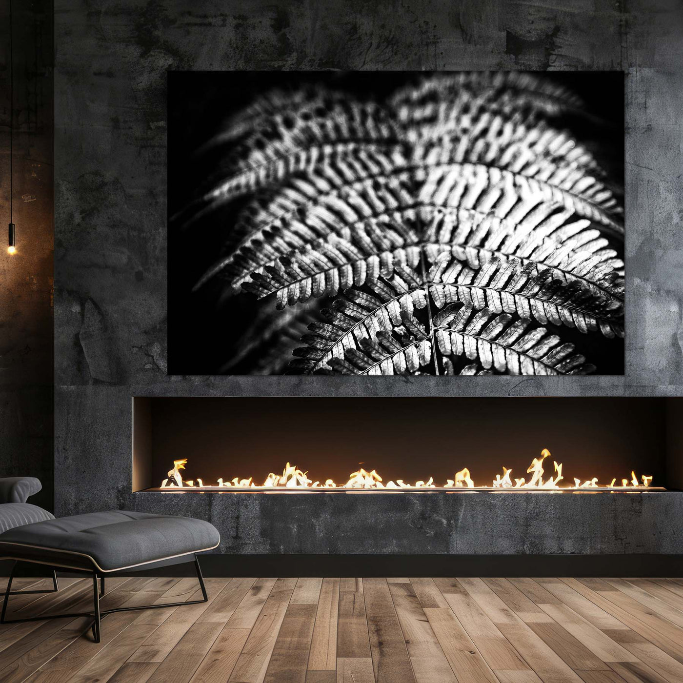 Relaxing Spa Art Black and White Fern