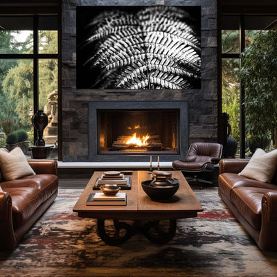 Relaxing Spa Art Black and White Fern