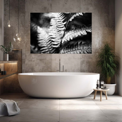 Black and White Ferns Calming Art Print