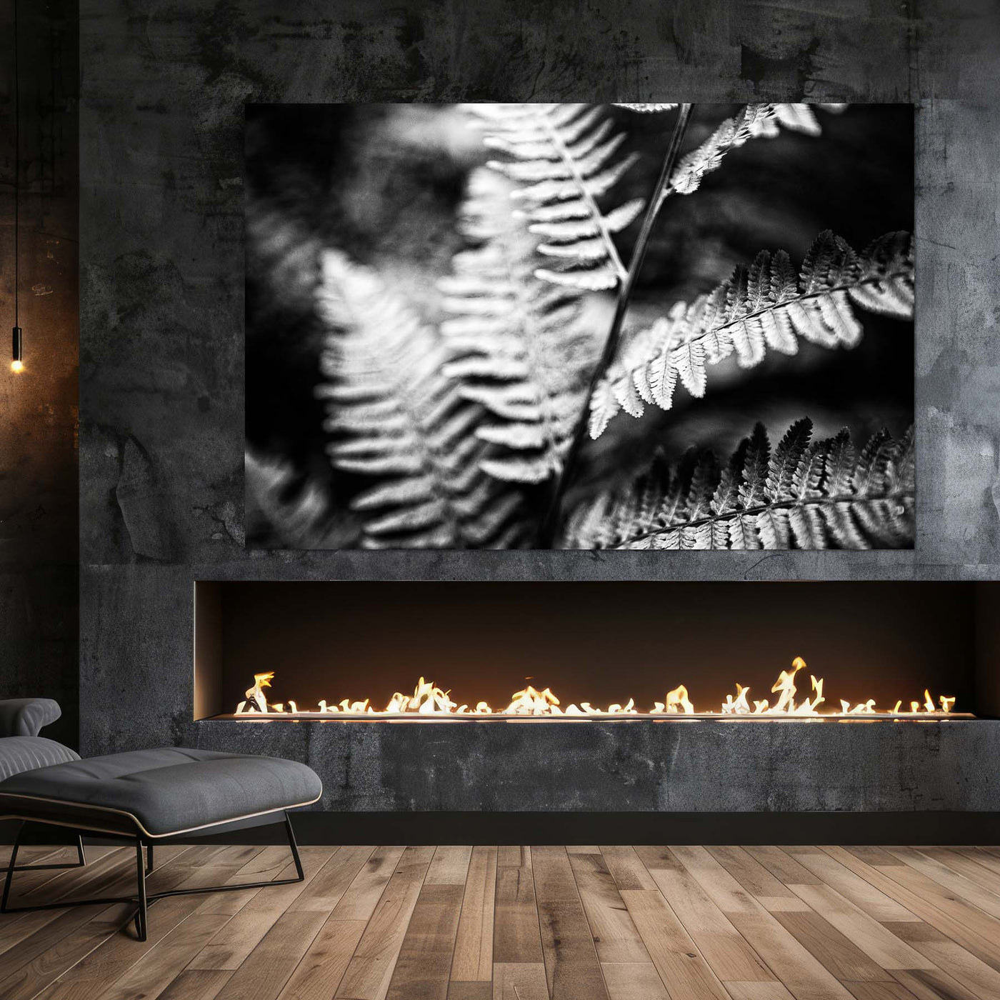 Black and White Ferns Calming Art Print