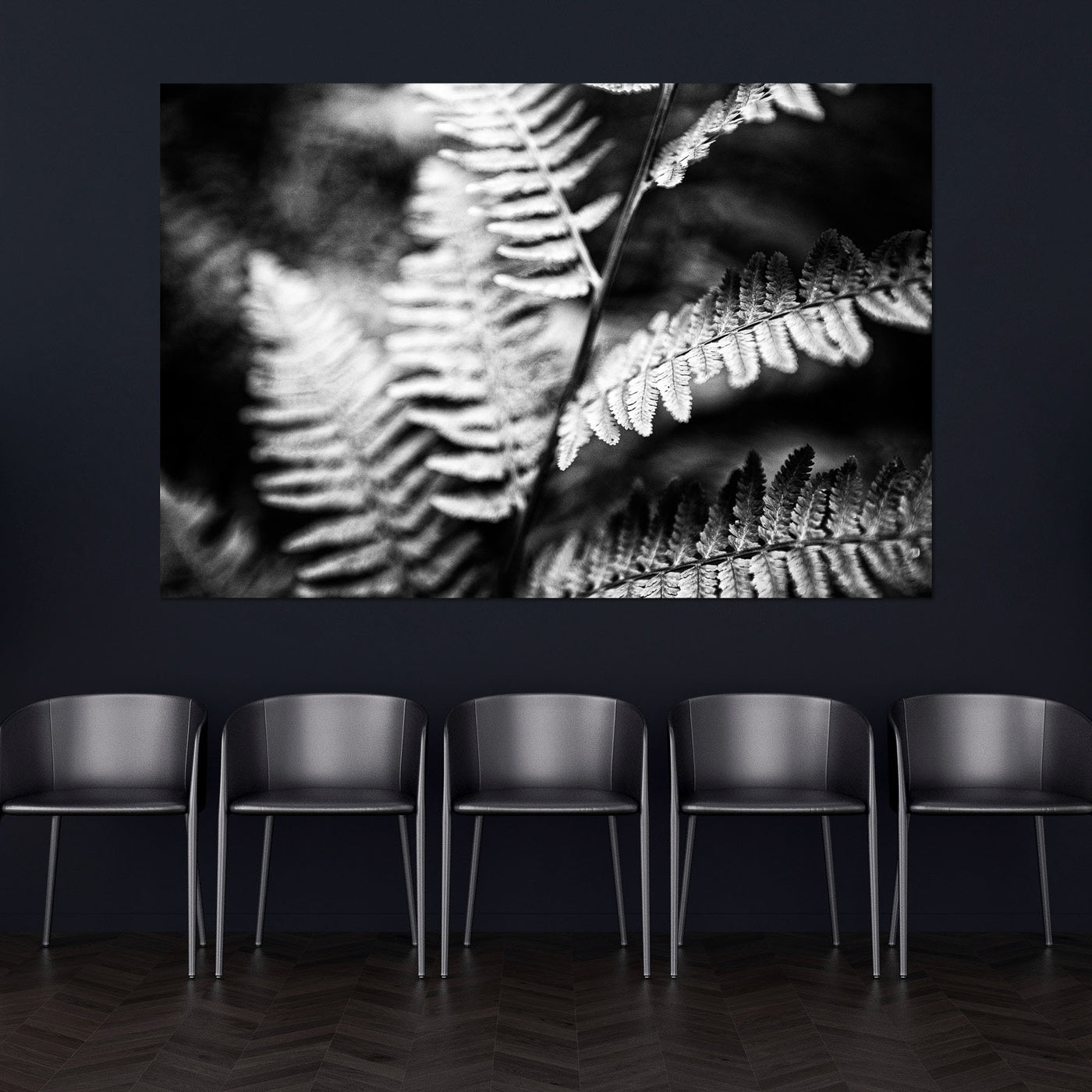 Black and White Ferns Calming Art Print