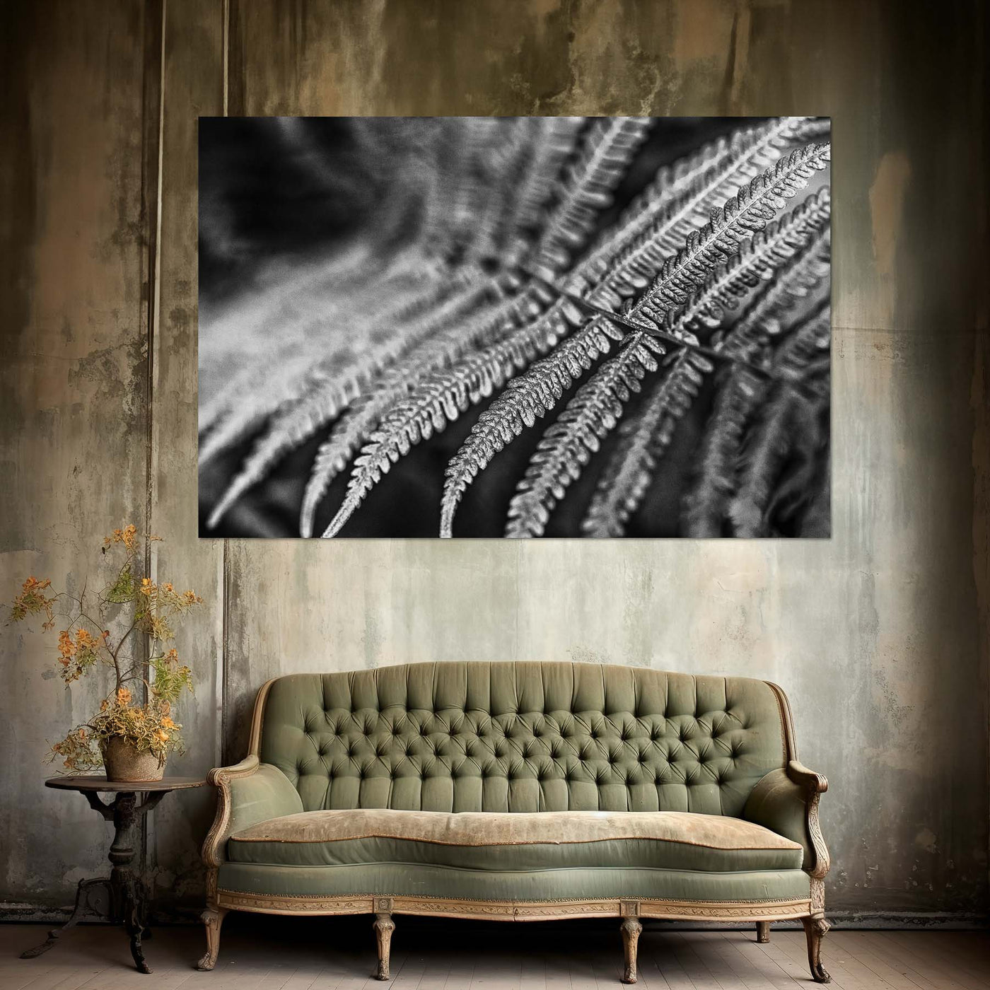 Relaxing Art Black and White Fern Print