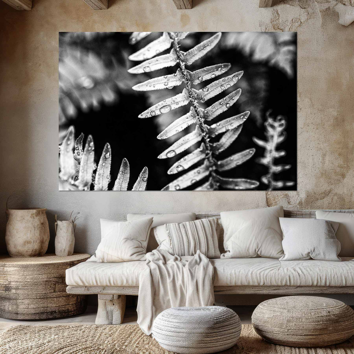 Calming Artwork - Black and White Fern Art Print
