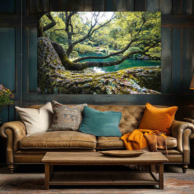 Flowing Tree Branches by a Pond Art Print