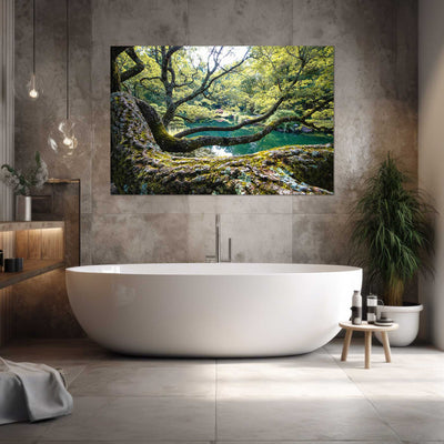 Flowing Tree Branches by a Pond Art Print