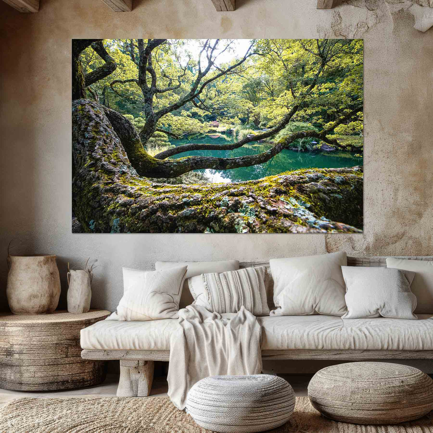Flowing Tree Branches by a Pond Art Print