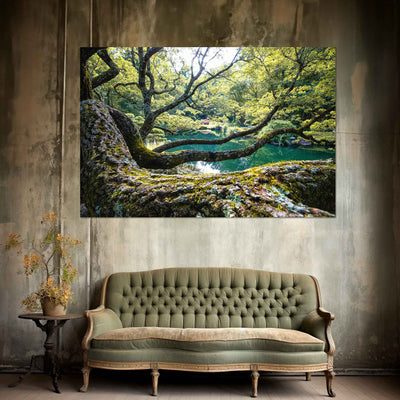 Flowing Tree Branches by a Pond Art Print