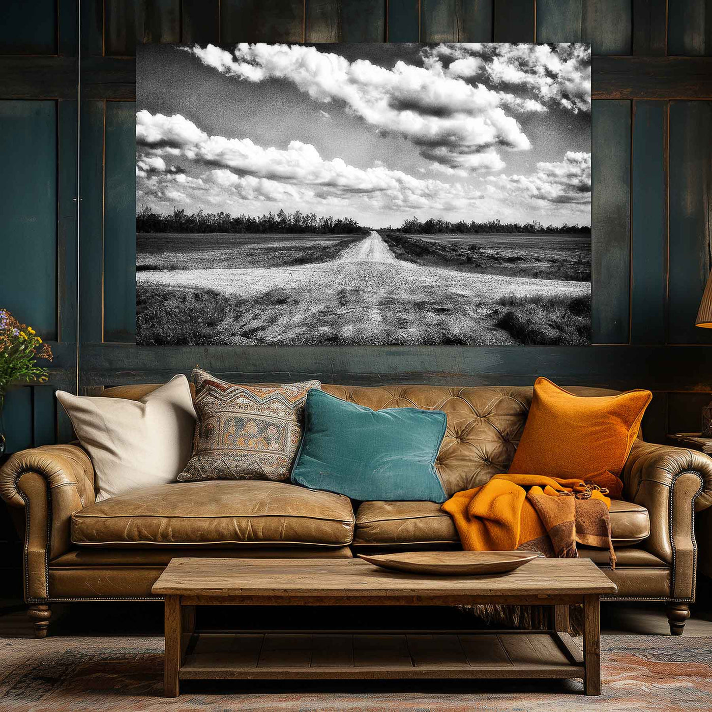 Black and White Crossroads Art Print