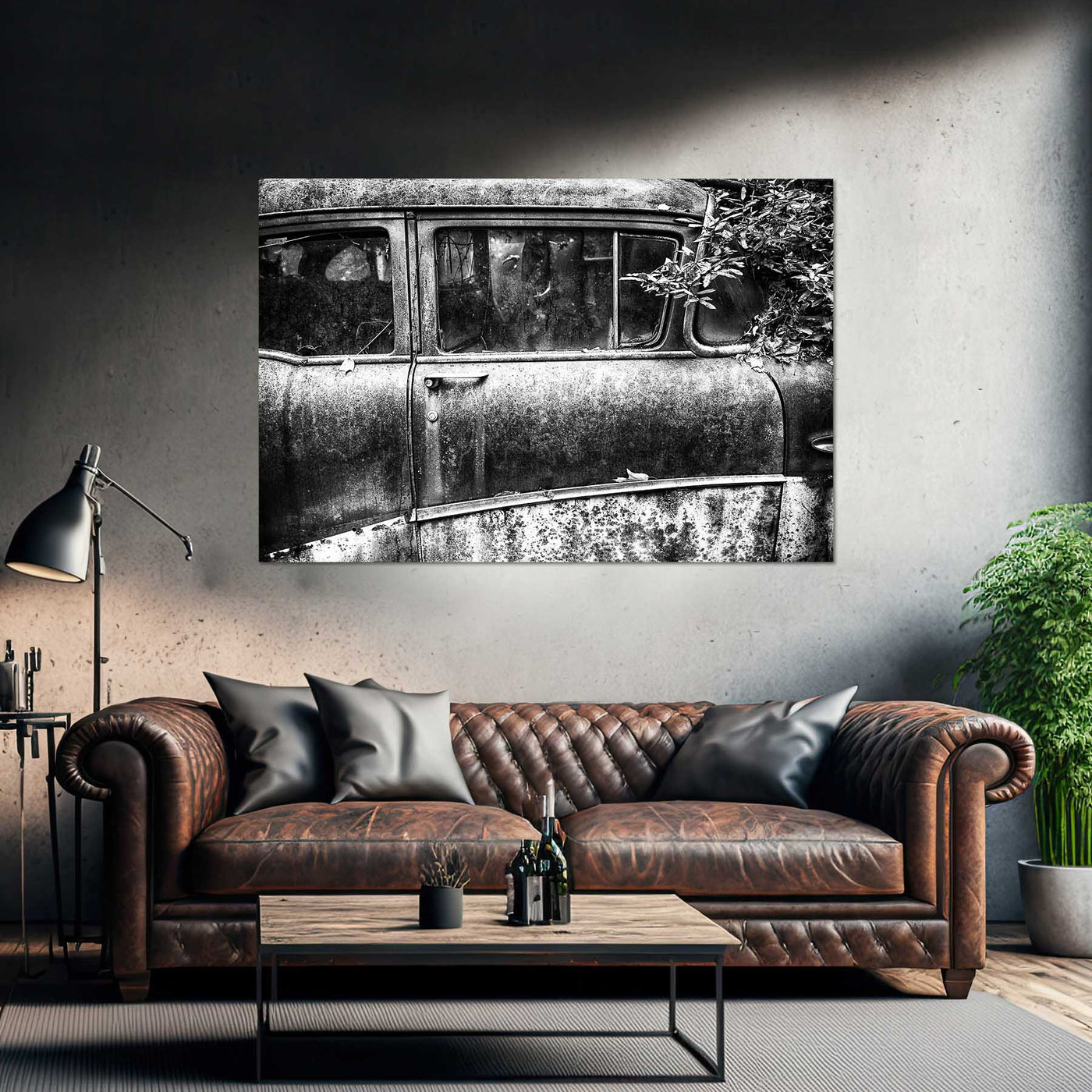 Old Car Black and White Art Print