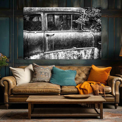 Old Car Black and White Art Print