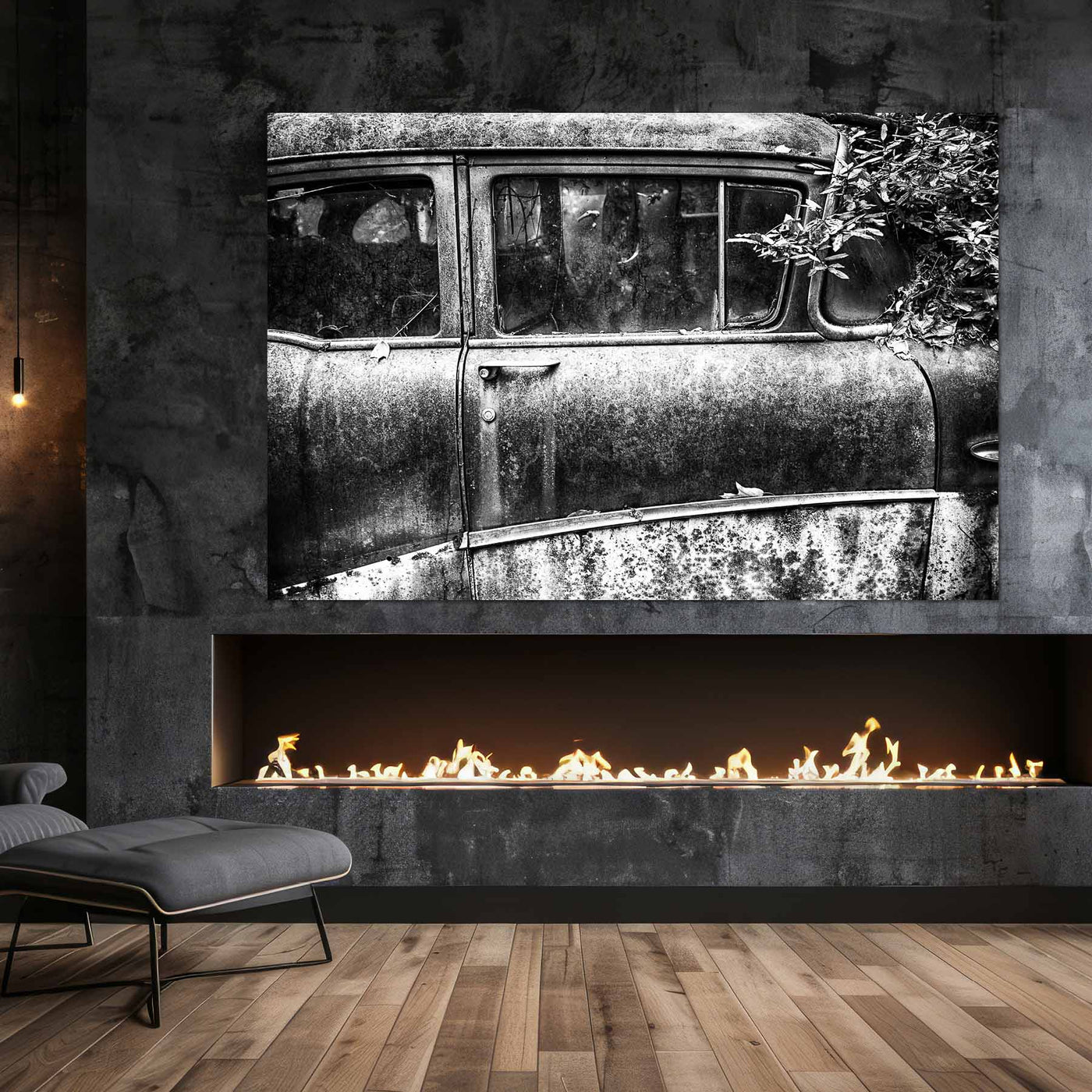 Old Car Black and White Art Print