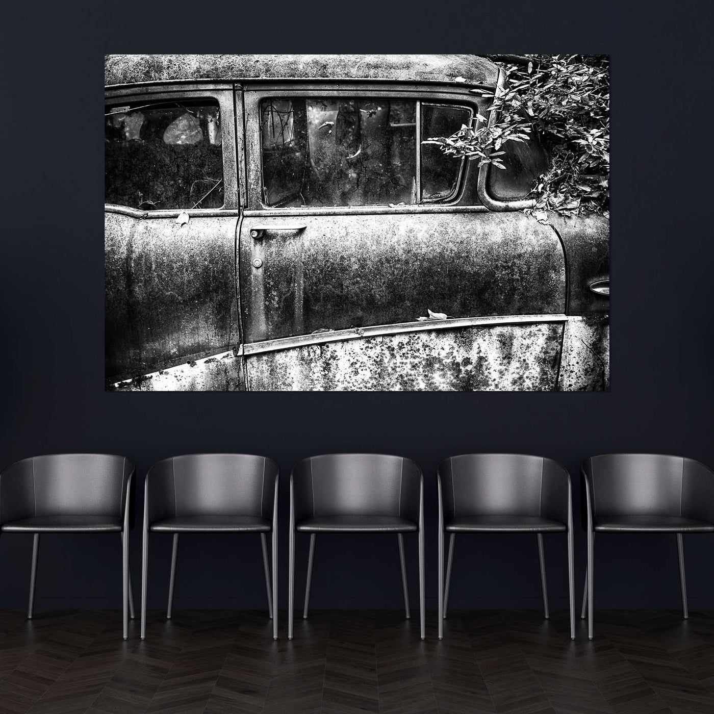 Old Car Black and White Art Print