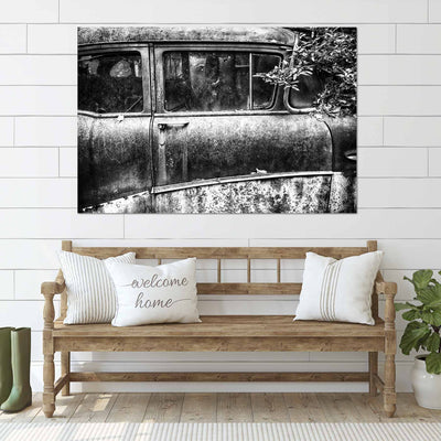 Old Car Black and White Art Print