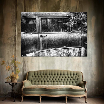 Old Car Black and White Art Print