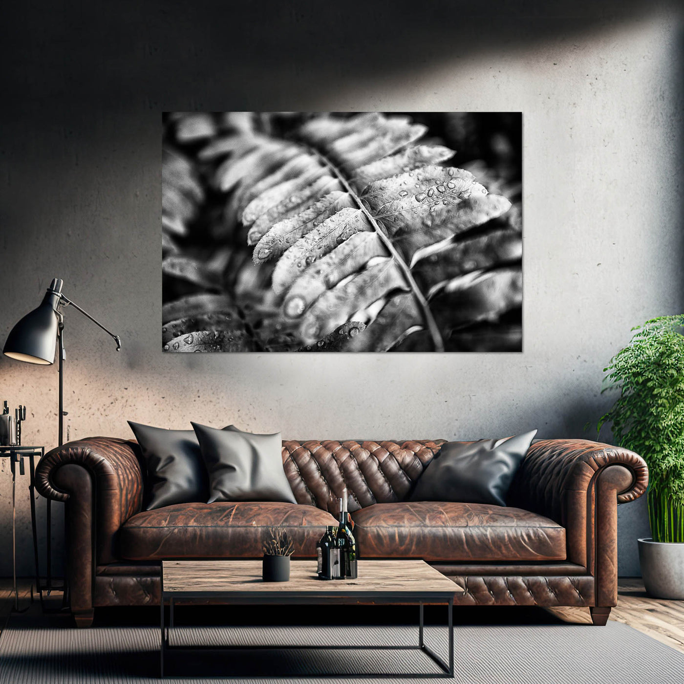 Black and White Fern Wall Art Print