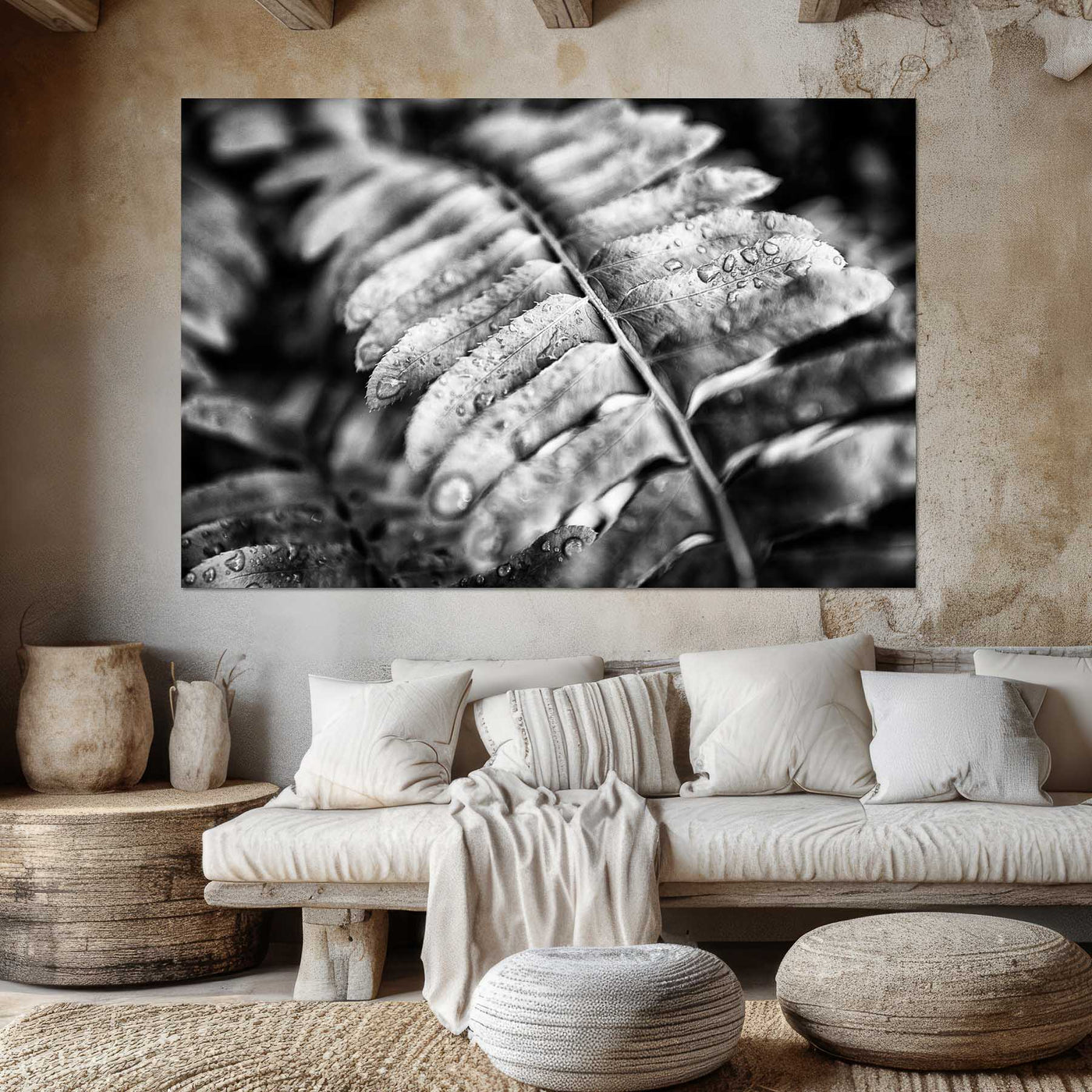 Black and White Fern Wall Art Print