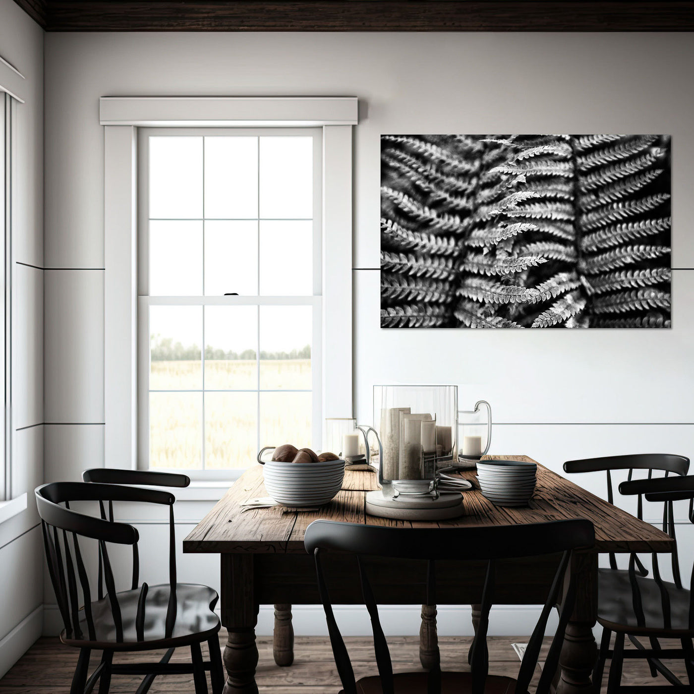 Black and White Fern Art Print