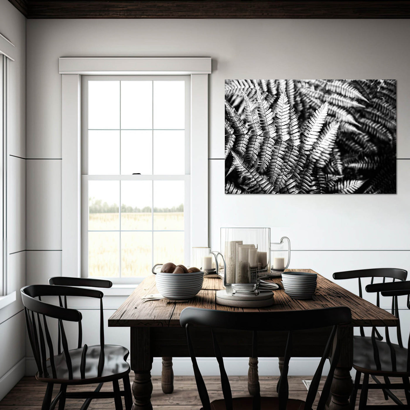Black and White Ferns Art Print - Calming Spa-Inspired Decor