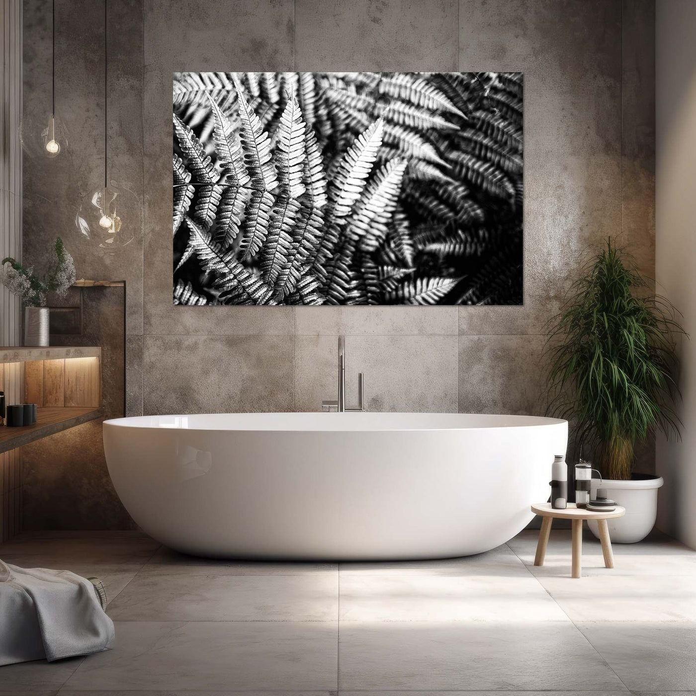 Black and White Ferns Art Print - Calming Spa-Inspired Decor