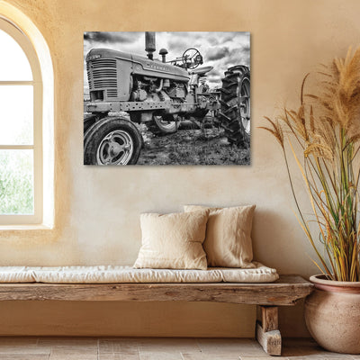 black and white vintage tractor art prints for sale