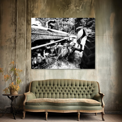 black and white vintage tractor art prints for sale