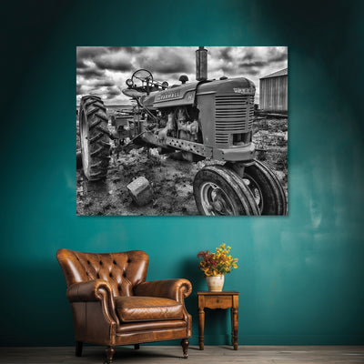 black and white old tractor art prints for sale