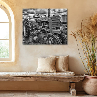 black and white farmall tractor art print