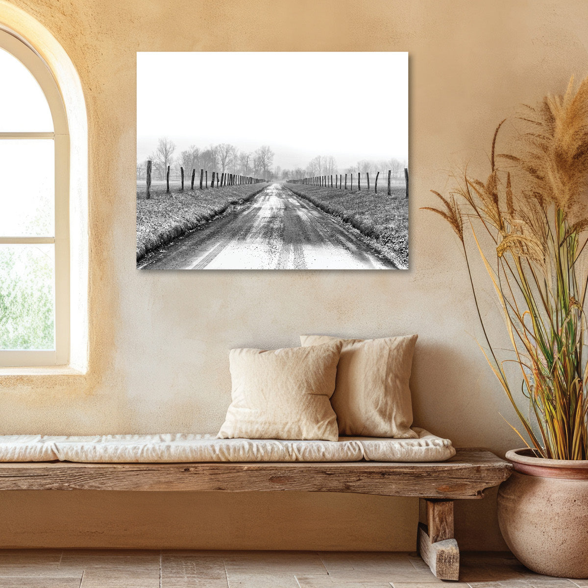 black and white dirt road art prints for sale