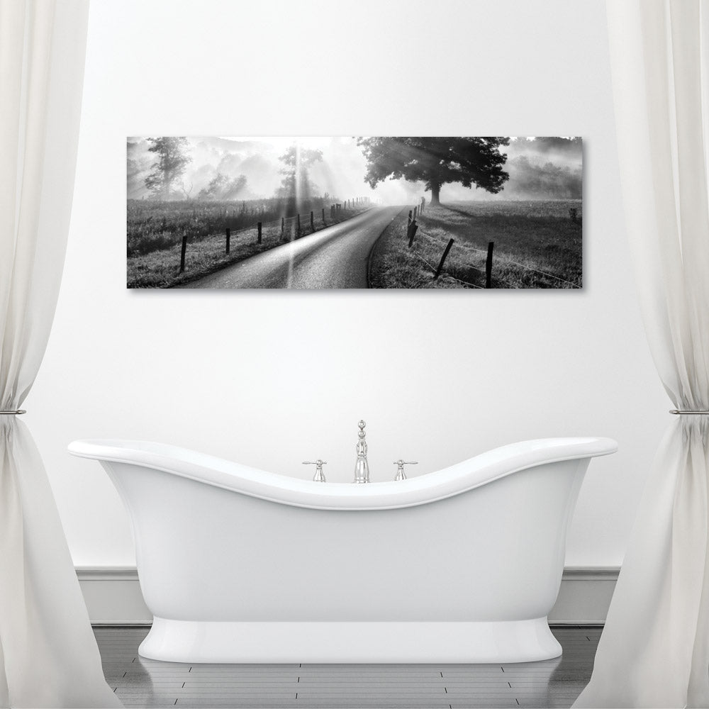 Black and White Country Road Landscape Artwork