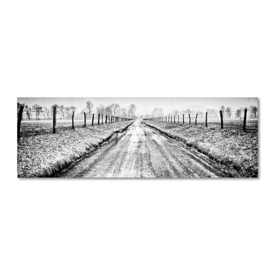 Black and White Snow Covered Road Art Print