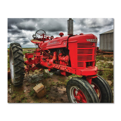red tractor living room art
